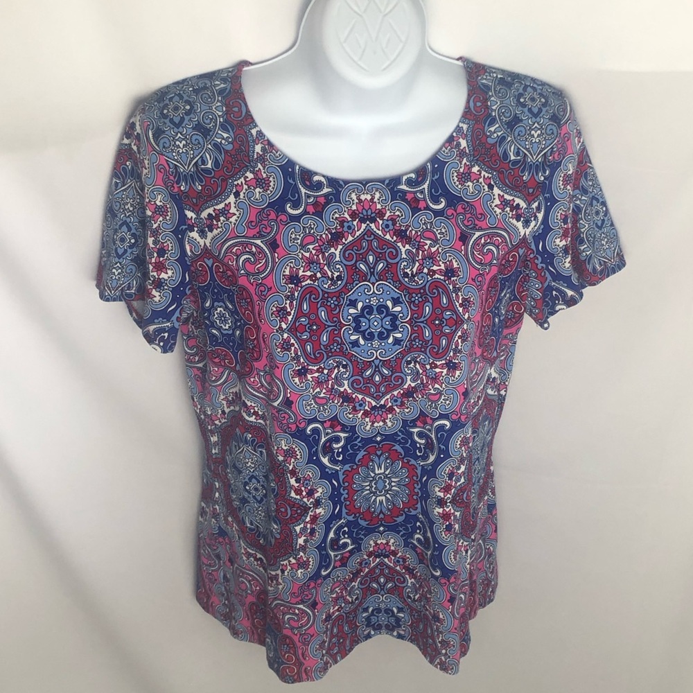 Talbots paisley print short sleeve top